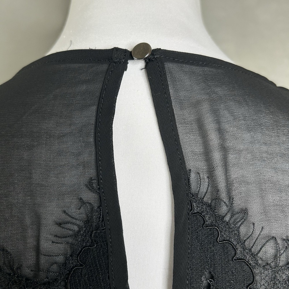 Anthropologie Meadow Rue Top XS Black Lace Beaded Sleeveless Peplum Tank - Picture 9 of 14